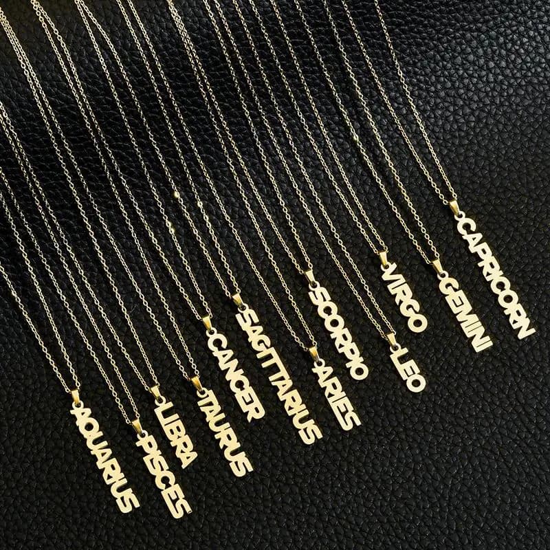 Collana da donna in oro placcato 18 carati con catena a clavicola dodici costellazioni, gioielli di moda, collana in acciaio al titanio, commercio all'ingrosso Dropshipping