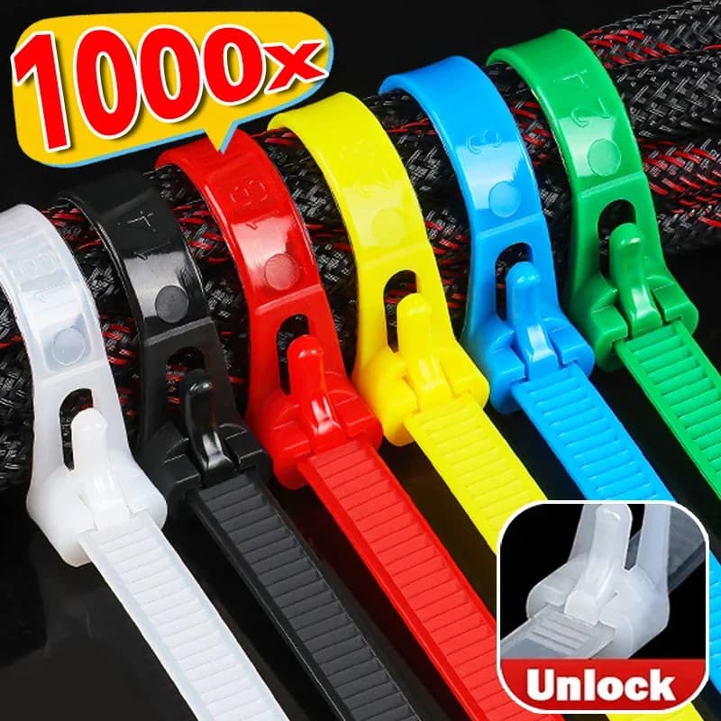 100/1000 pz Rilasciabile Nuovo Fascette In Nylon Riutilizzabili Regolabili autobloccanti Allentato Slipknot Zip Tie Organizer Raccoglitore Cinghie di Bloccaggio