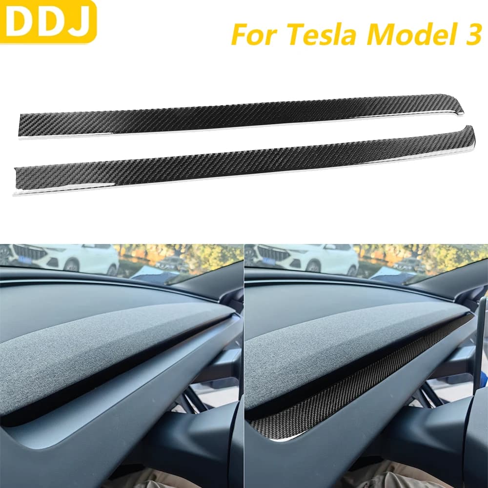 For Tesla Model 3 Highland 2023-2025 Real Carbon Fiber Center Dashboard Air Vent Exit Panel Trim Covering Accessories Auto Adhesive