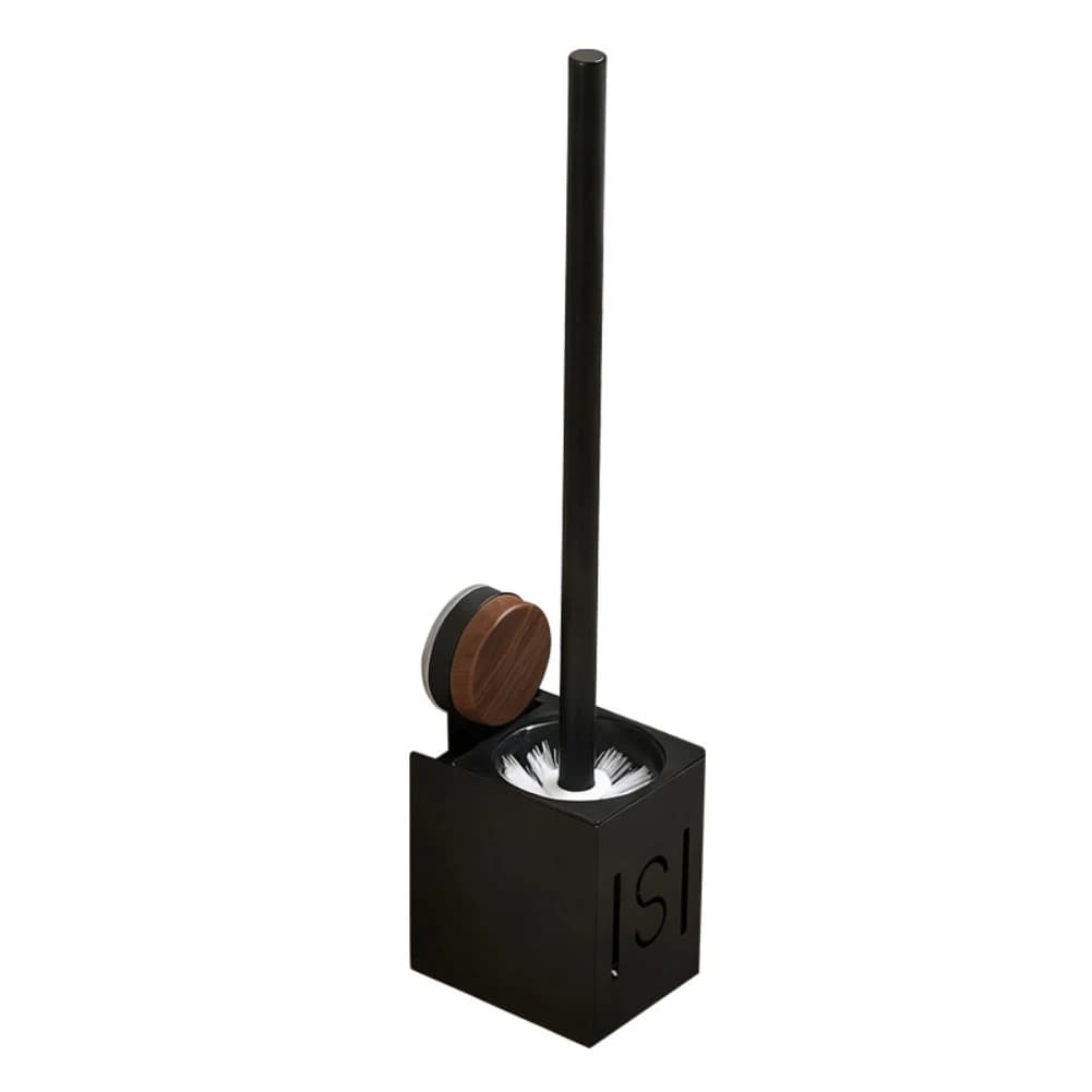 Space Saving Wall Mounted Toilet Brush and Holder Featuring Leak Proof Metal Body and Splash Guard Cover for Bathroom Storage