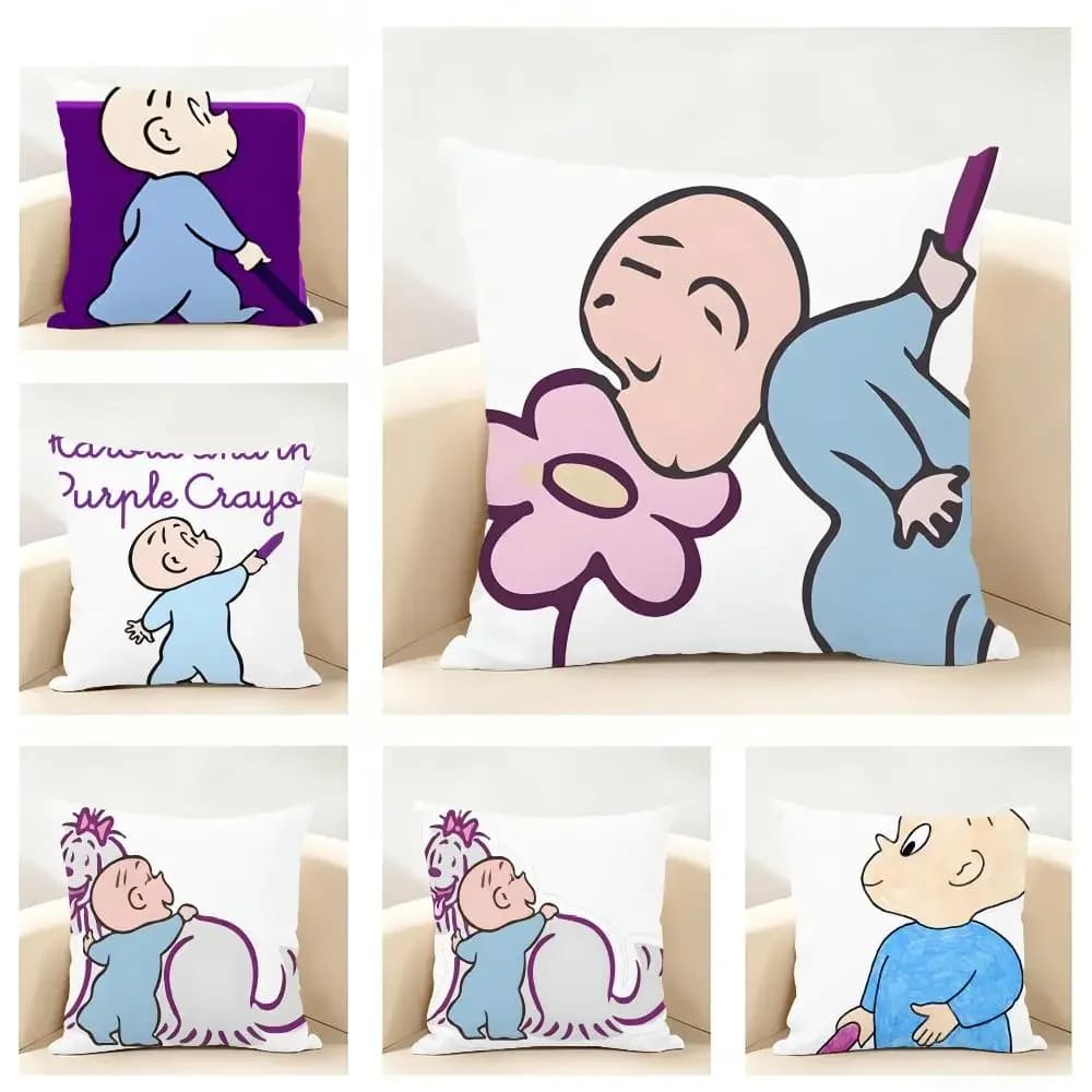 Harold-Purple-Crayon Harold crayon magic Cushion Cover Linen Minimalist Soft for Sofa Bed Home Room Decor