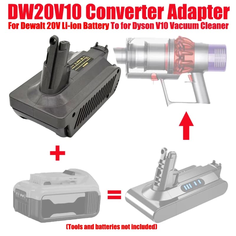 Convertitore di batteria per aspirapolvere HAKSINKY DW20V10 per batteria agli ioni di litio Dewalt 20V, compatibile con aspirapolvere Dyson V10 Animal.