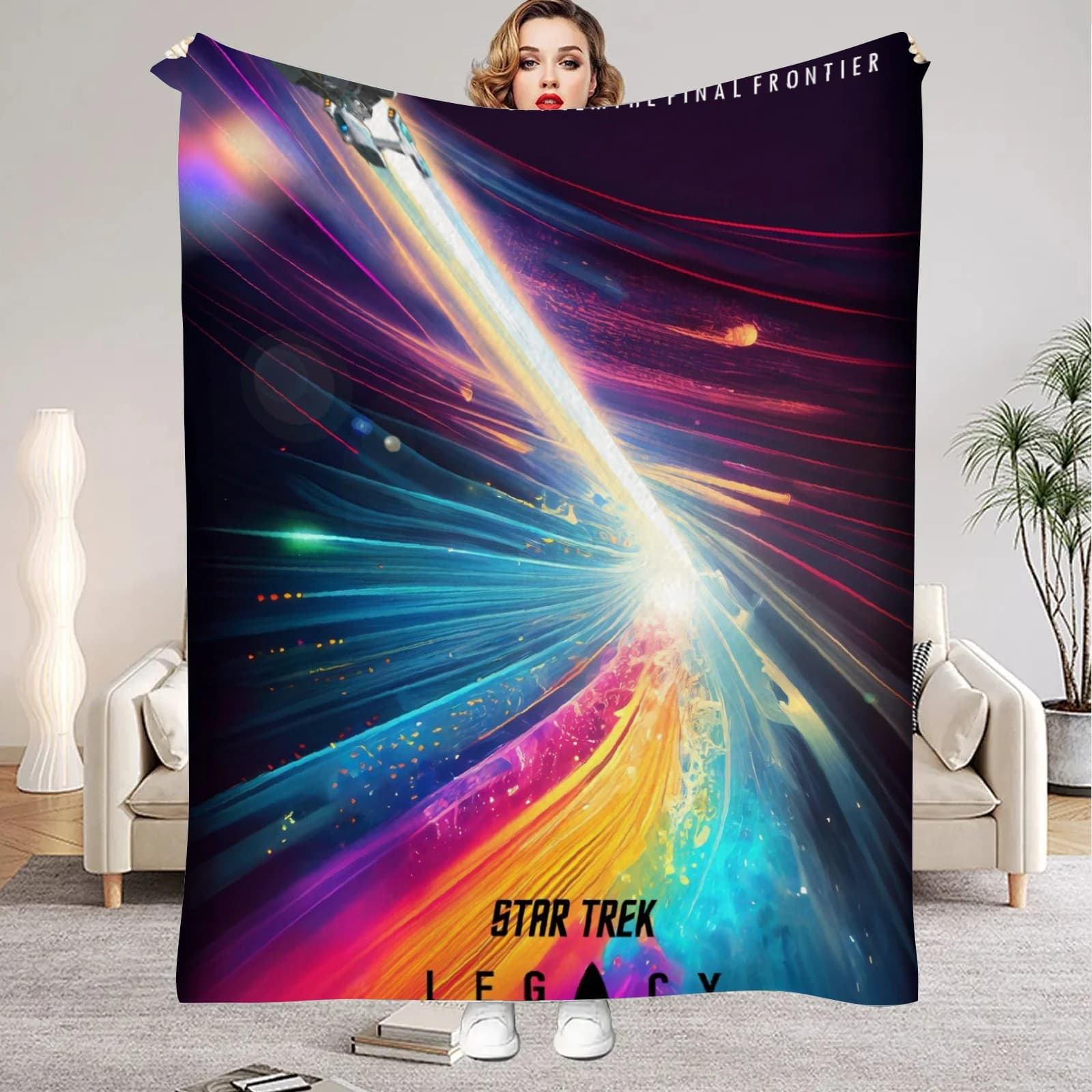 ST Flannel Blanket S-tar T-Trek Kirk Spock Printed AOS, Quality Soft Warm Throw Fluffy Blanket for Fans Home Sofa Bedroom Decor