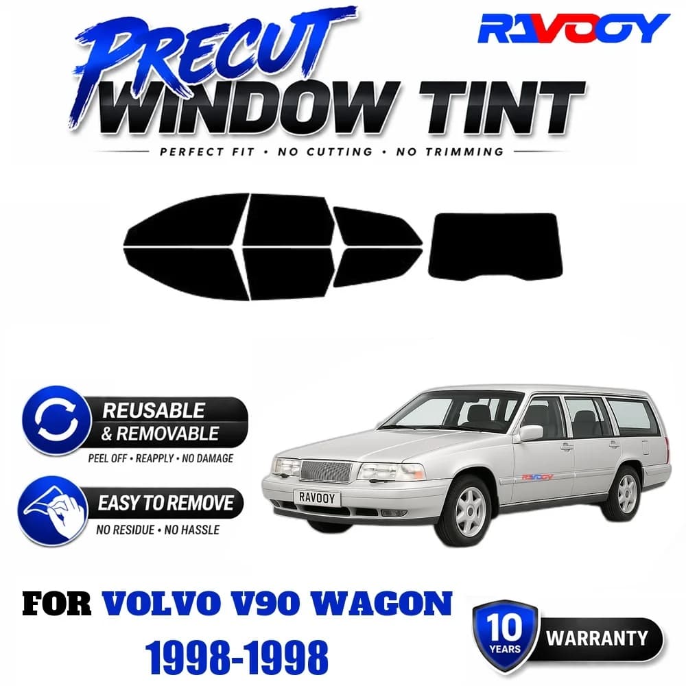 RAVOOY Precut Window Tint, Reusable Removable EPU Film, Custom Fit for Volvo V90 Wagon 1998, UV Heat Protection