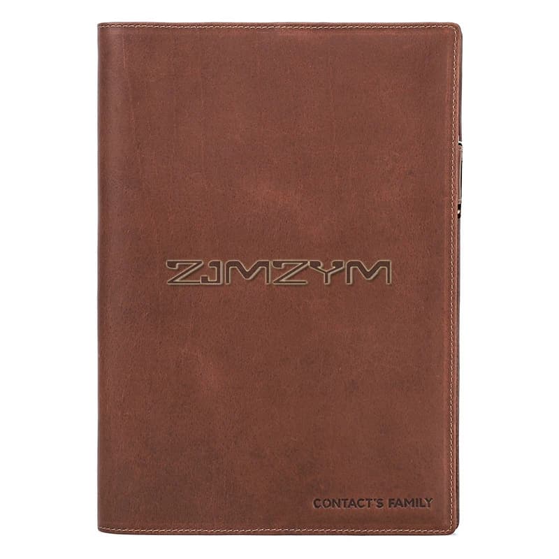 Custodia in pelle per notebook con copertina rigida B5 (25x17,5 cm), copertina protettiva per diario, agenda personale, con portapenne, marrone