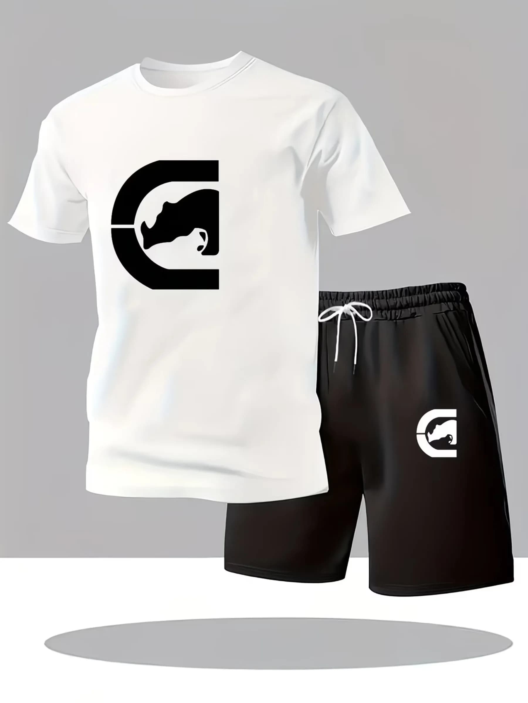 Hot Sale Men Fashion Casual 2‑Piece Outfit Crew Neck Short Sleeve T‑Shirt And Shorts Set Trendy Daily Summer Men Tracksuit