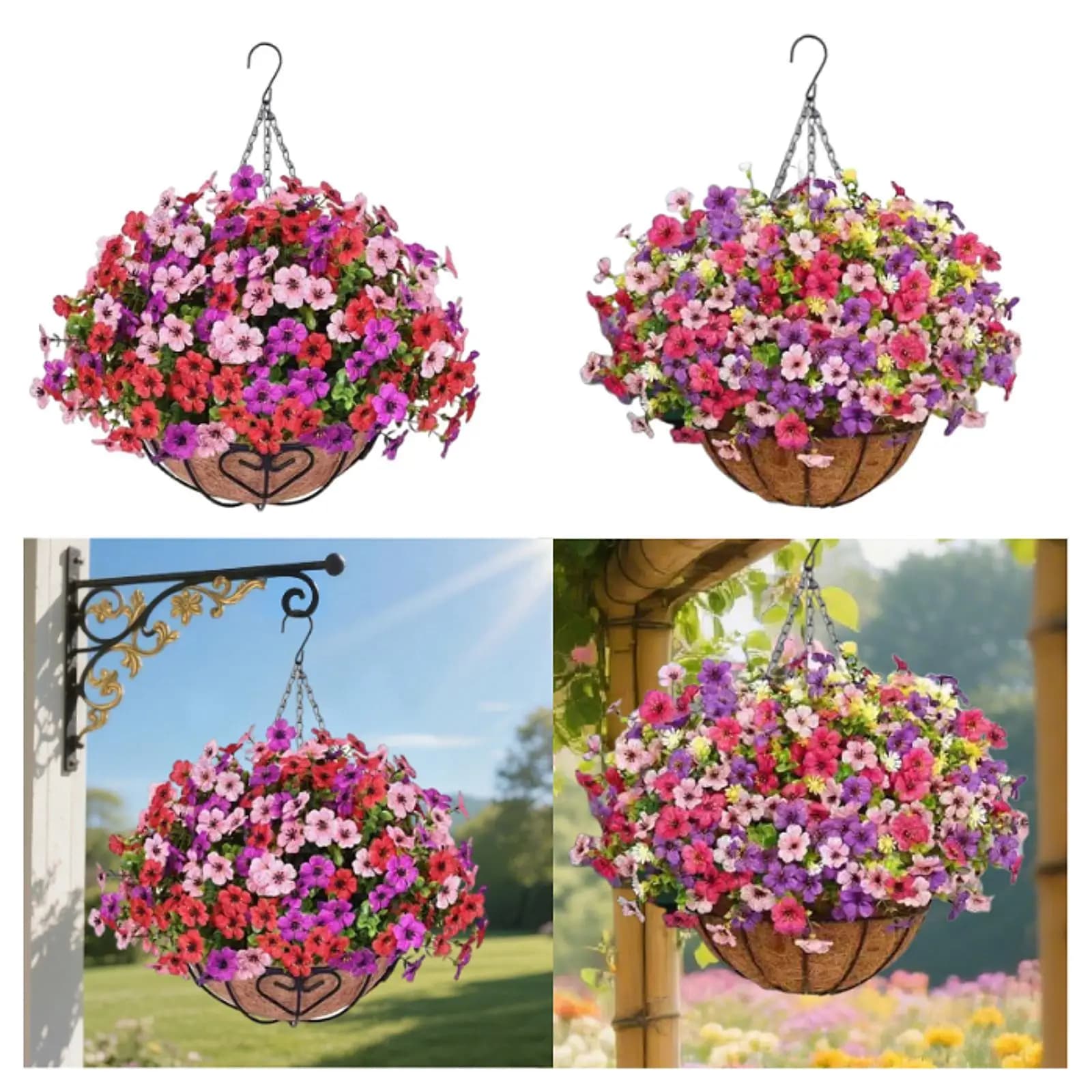 Cesto di fiori artificiali sospesi Pianta sospesa per balcone esterno interno