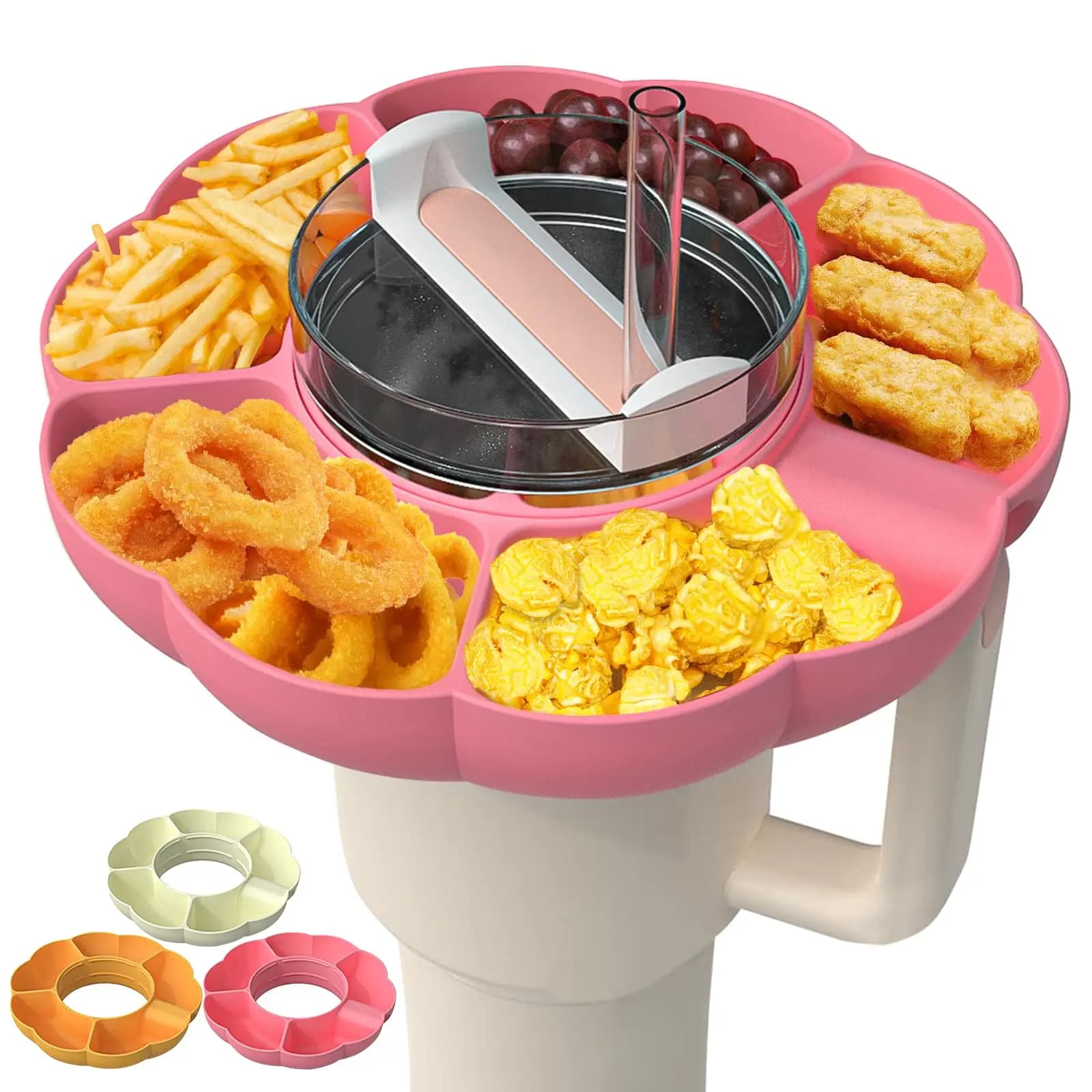 Piatti per Snack in Silicone riutilizzabili per Snack per Stanley Cup 40 Oz vassoio divisore per Snack contenitore diviso supporto per vassoio per alimenti all'aperto