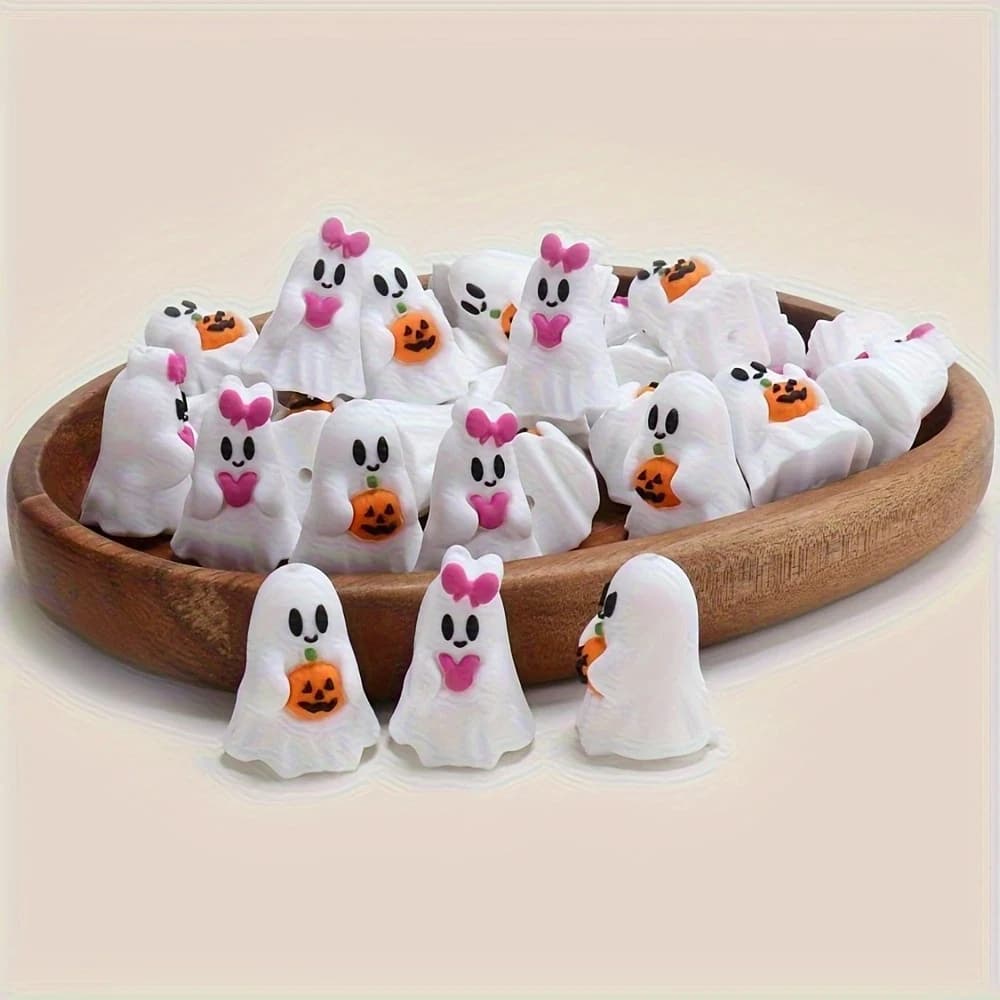Set di 6 perline in silicone rivestite in resina a tema Halloween, perfette per la creazione di portachiavi, collane, bracciali e altro