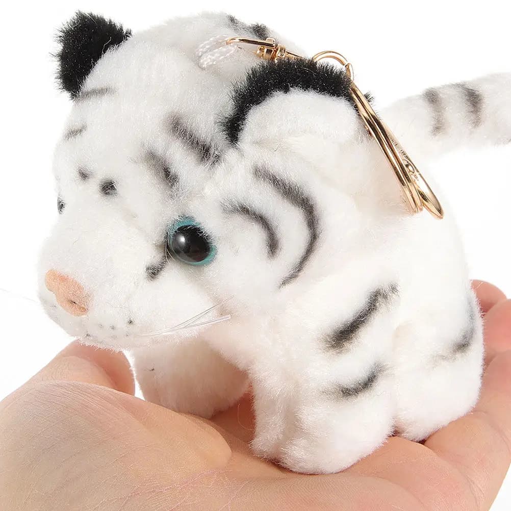 2 Pezzi Portachiavi Peluche Tigre, Piccolo Ciondolo Morbido per Borsa, Charm per Zaino, Accessorio Animale Cartone Animato Carino, Premio per Feste, Charm per Borsetta