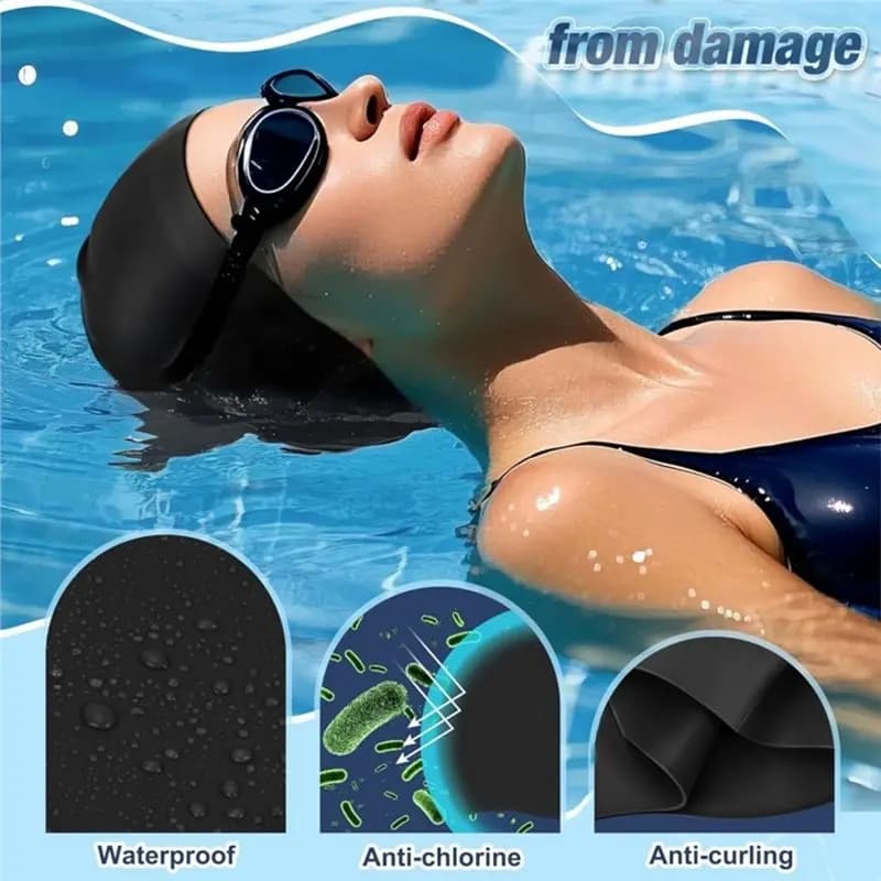 【TRAVEL ESSENTIAL】Cuffia da nuoto unisex per adulti in silicone elastico, cappello da nuoto impermeabile, copertura antiscivolo per piscina