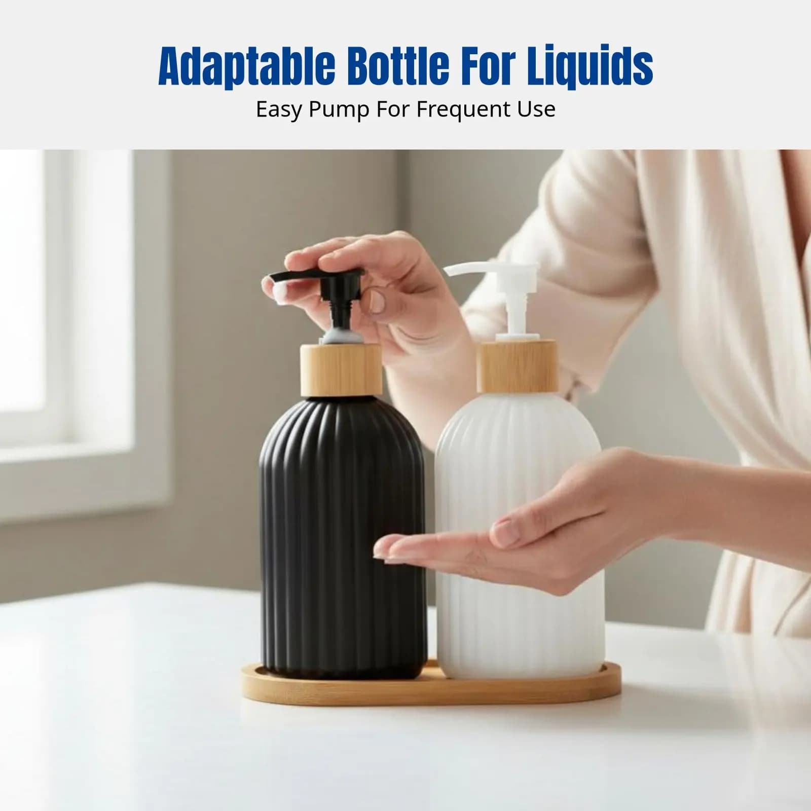 Dispenser di Sapone in Vetro Nero Crema, Pompa Tradizionale, Vetro Spesso, Pompa a Pressione, Bottiglia Ricaricabile per Shampoo, Bagnoschiuma