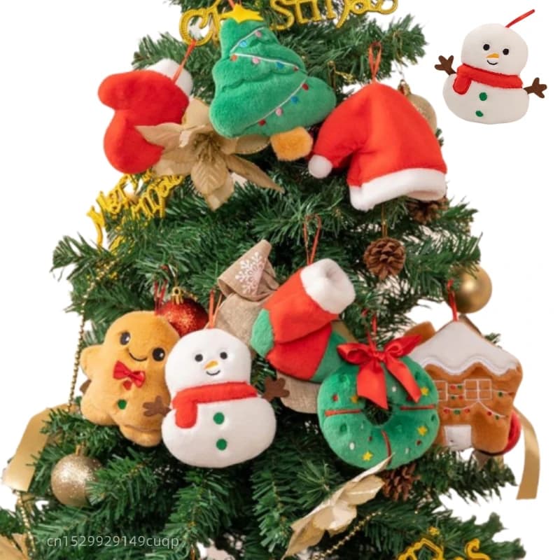 Christmas Series Gingerbread Plush Doll Pendant House Wreath Socks Glove Hat Snowman Tree Plush Toy Christmas Tree Decoration