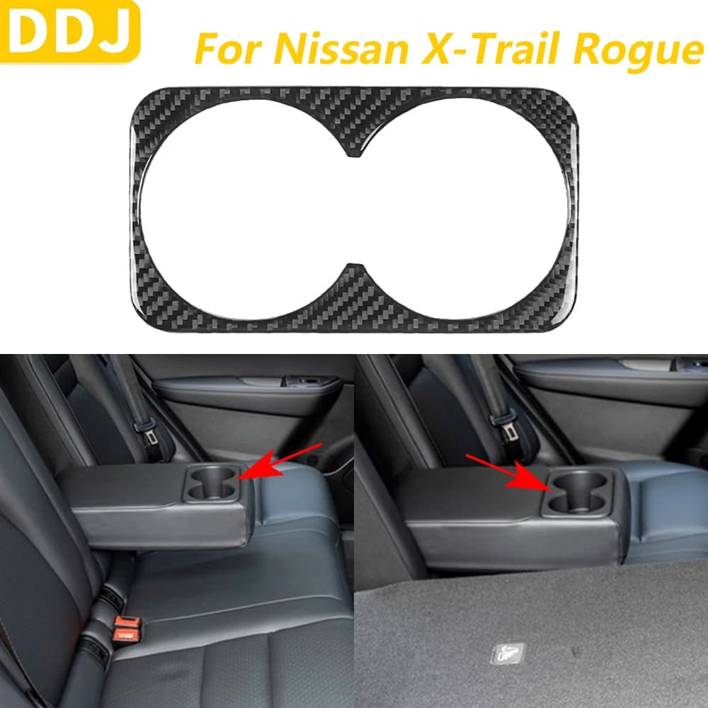 Per Nissan X-Trail Rogue 2021-2024 In Fibra di Carbonio Bracciolo Posteriore Box Portabicchieri Pannello di Copertura Decorativa Accessori Auto adesivo