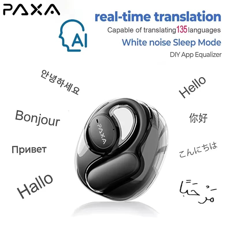 PAXA OpenAir5 AI TWS Bluetooth 5.4 Auricolari con Riduzione del Rumore ENC per Chiamate, Traduzione in Tempo Reale, Lunga Durata della Batteria