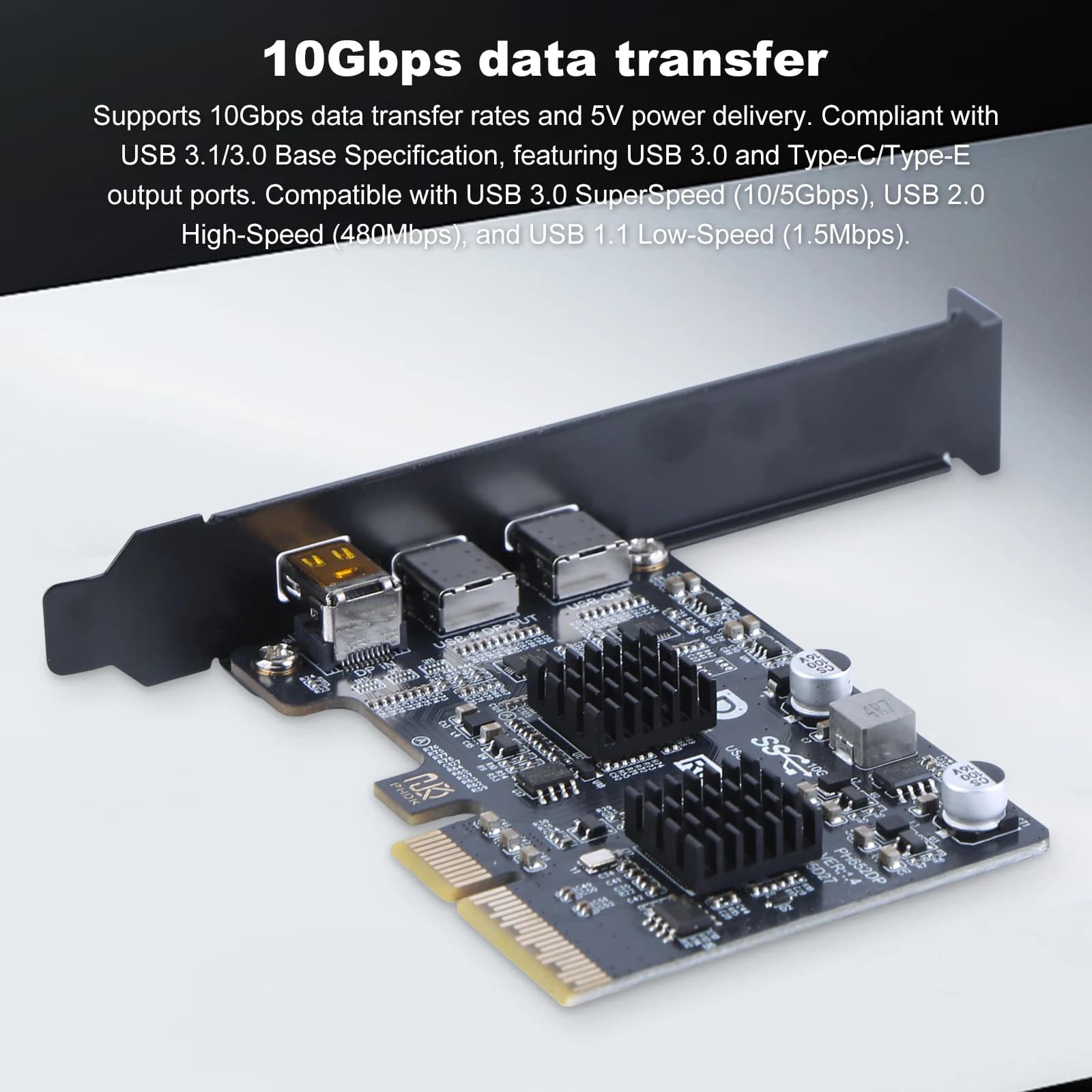 Scheda di Espansione Type-C con Controller ASM3142, Docking Station con Doppia Porta USB-C, Adattatore per Monitor con Porta TYPE-C per Desktop