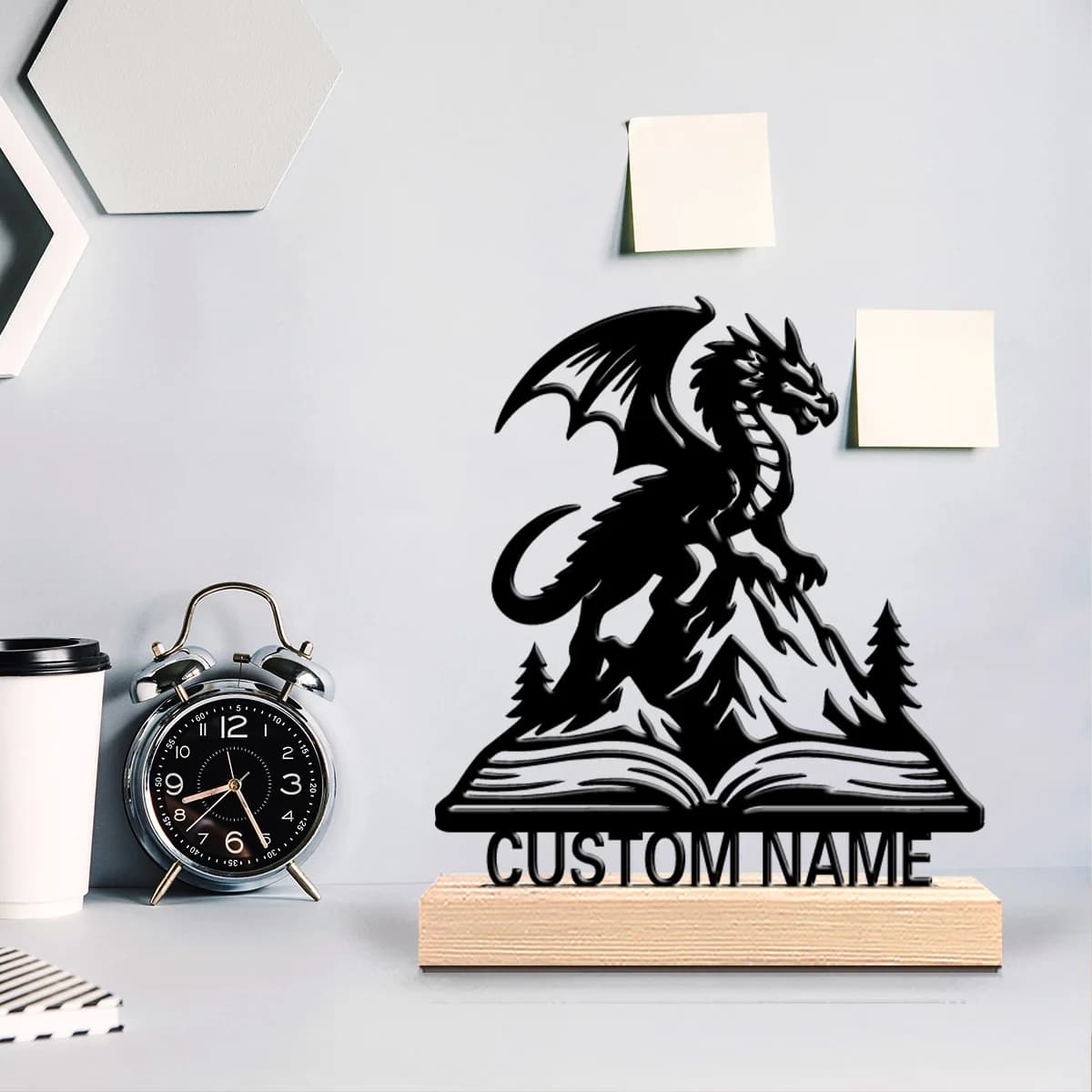 1pc Thriller Personalized Custom dragon Metal Statues Desktop sculpture with wooden base suitable for pet grooming
