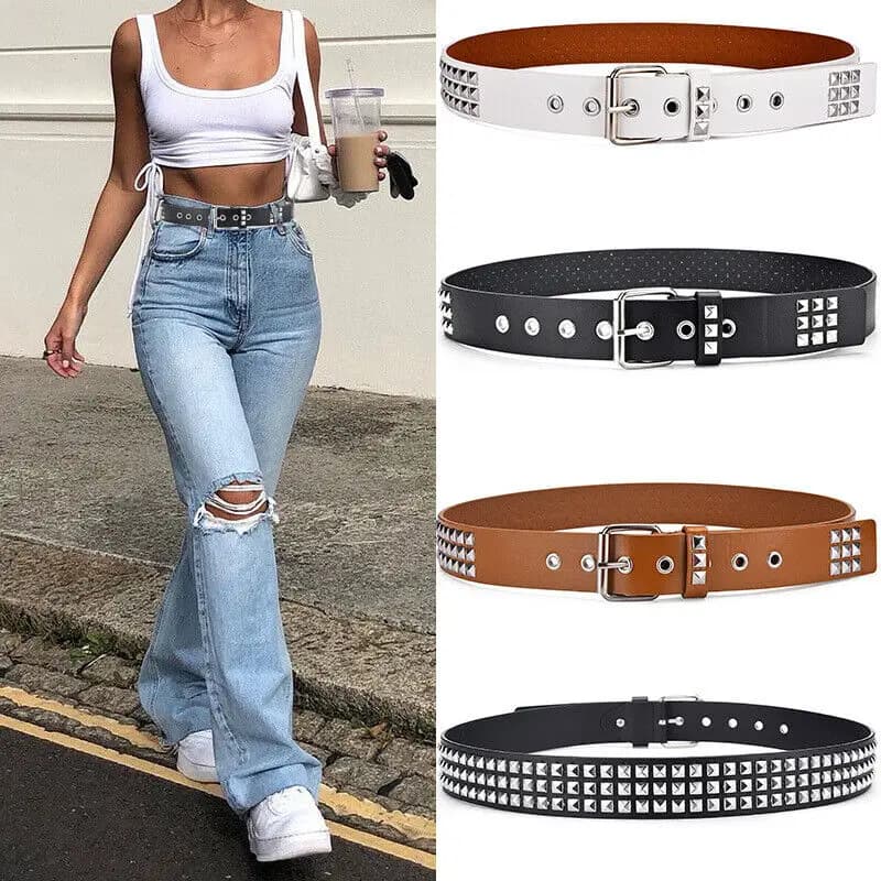 Belt with new fashion belt with men's and women's studs Punk Goth Rock with dart buckle Jeans with PU leather belt accessories Y2K