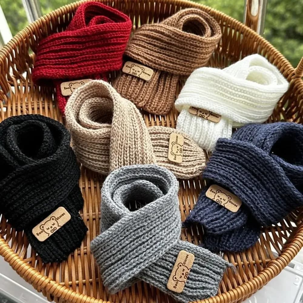Fashion Multicolor Doll Scarf 20cm Cotton Doll Mini Knitted Scarf Little Bear Scarves Casual Wear Doll Accessories Kids Gift Toy