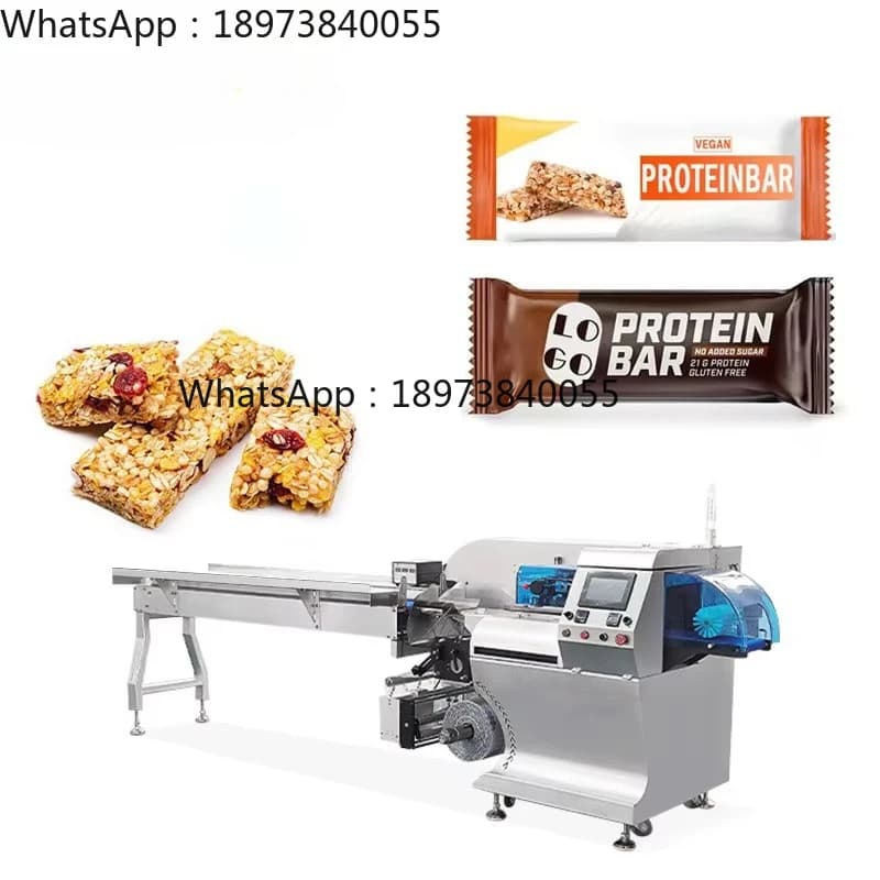 Confezionatrice automatica per cuscini a flusso Barrette energetiche proteiche Confezionatrice per barrette di cioccolato Confezionatrice orizzontale