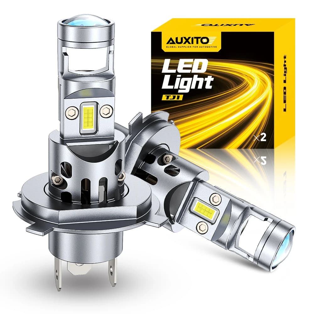 AUXITO 2 Pz H4 Proiettore LED Mini Lampadine per fari per auto Bi-LED Mini lenti per proiettori H4 Faro abbaglianti LED H4 per auto