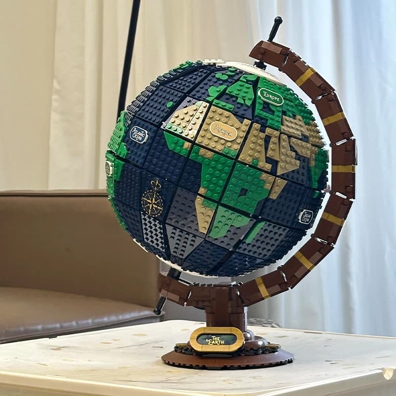 Set di Costruzioni Serie Creativa Globo Terrestre da 2585 Pezzi, Modello Mappamondo Fai-da-te, Giocattolo Educativo di Geografia per Assemblaggio e Decorazione, Regalo per le Feste