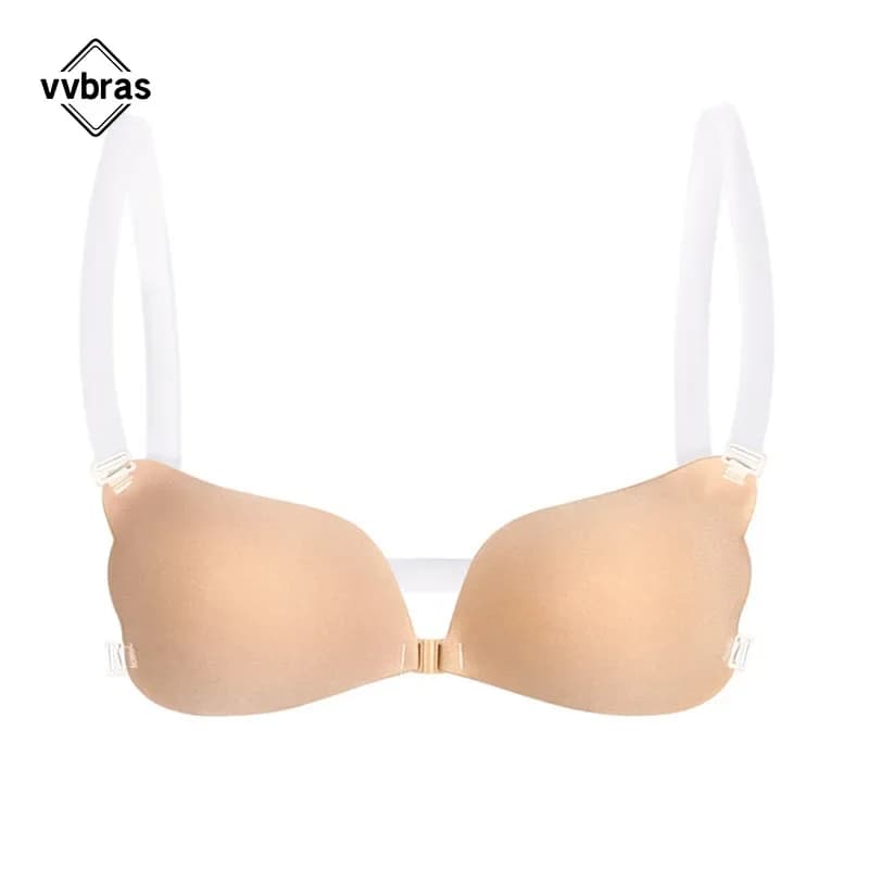 Copricapezzoli Reggiseno invisibile Reggiseno push up in silicone per matrimonio appiccicoso riutilizzabile con cinghie trasparenti Lingerie bikini senza schienale