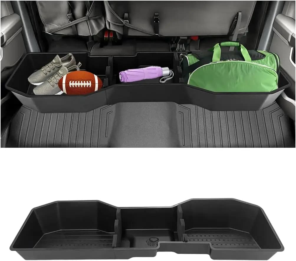 Storage box under the seat for Chevy Silverado GMC Sierra Crew Cab 2007-2019, rear organizer