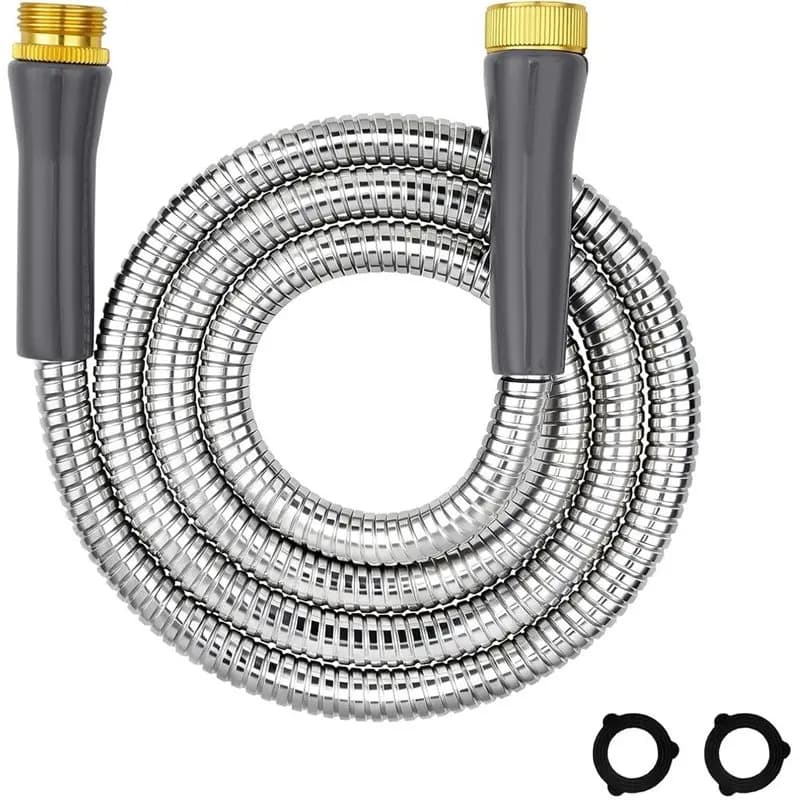 ABUI-Male& Female Connector Garden Hose Stainless Steel 6Ft, Kink-Free Leakproof Water Hose For Outdoor Use