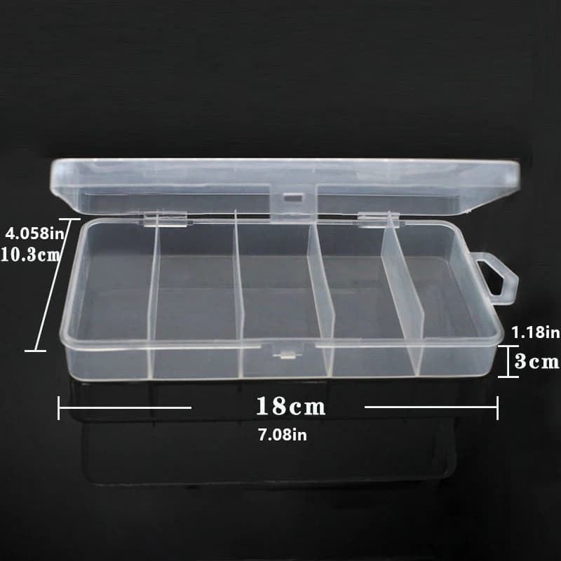 daSum3 da1 Piece Box Fishing Equipment Transparent to 5 Parts, Organizer Durable for baits and tools, Waterproof Container for Fishing and baits
