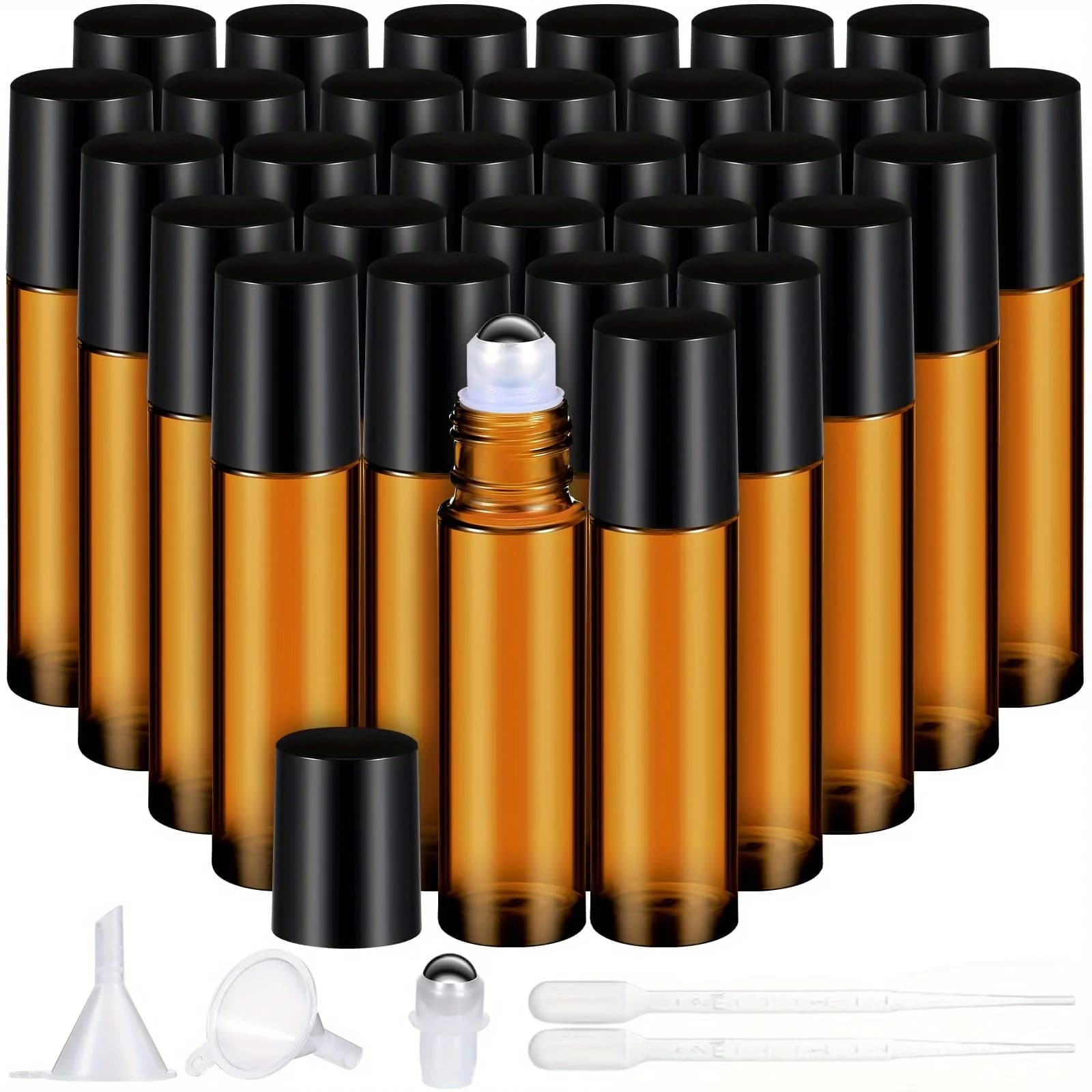 8/30 pezzi di vetro roll on bottle 10ml bottiglia vuota di olio essenziale con pipetta contagocce a sfera in acciaio inossidabile accessori da viaggio