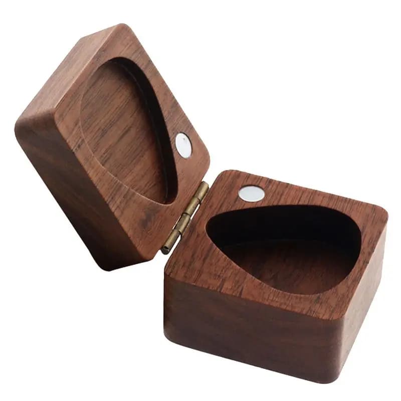 AEF6-Guitar Pick Box: Scatola Porta Plettri in Noce per Chitarra, Basso, Ukulele - Organizzatore e Contenitore per Accessori Musicali - Regalo Perfetto