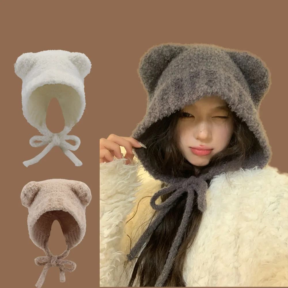 nuovo Lambhair Inverno Harajuku y2k Berretti Cappello lavorato a maglia Donna Lace up Caldo e spesso Hip Hop Skullcap Cappello corto Berretto basic unisex bomber