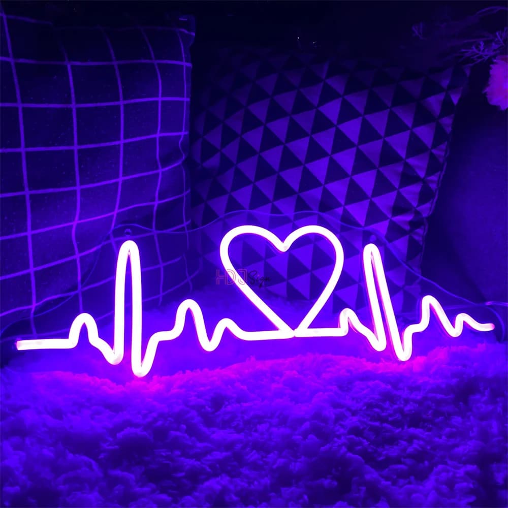 Insegna al neon a LED Elettrocardiogramma Luci a LED personalizzate Insegna USB Decorazione da parete per camera Matrimonio Compleanno Decorazione Insegna Luci al neon