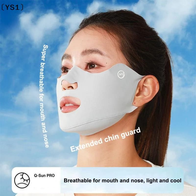 〔YS1〕2PCS Nuova maschera traspirante in seta ghiacciata, lavabile, antipolvere, protezione solare, maschera anti-UV per il viso, protegge gli angoli degli occhi