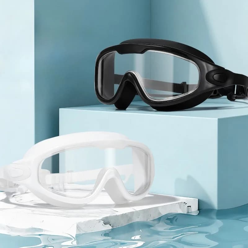 Adult Large Frame Swimming Goggles With Earplugs, Male And Female, Professional, High-definition, Anti Fog, Silicone