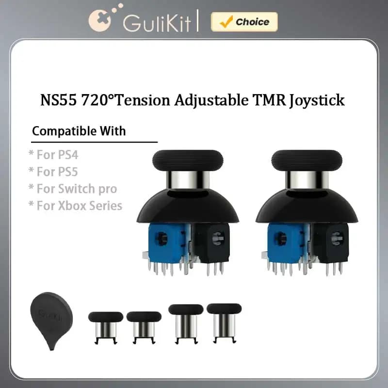GuliKit NS55 720° Tension Adjustable TMR Joystick,Game Accessories for PS4 PS5 Edge Gamepad,Switch Pro,Xbox Series Controller