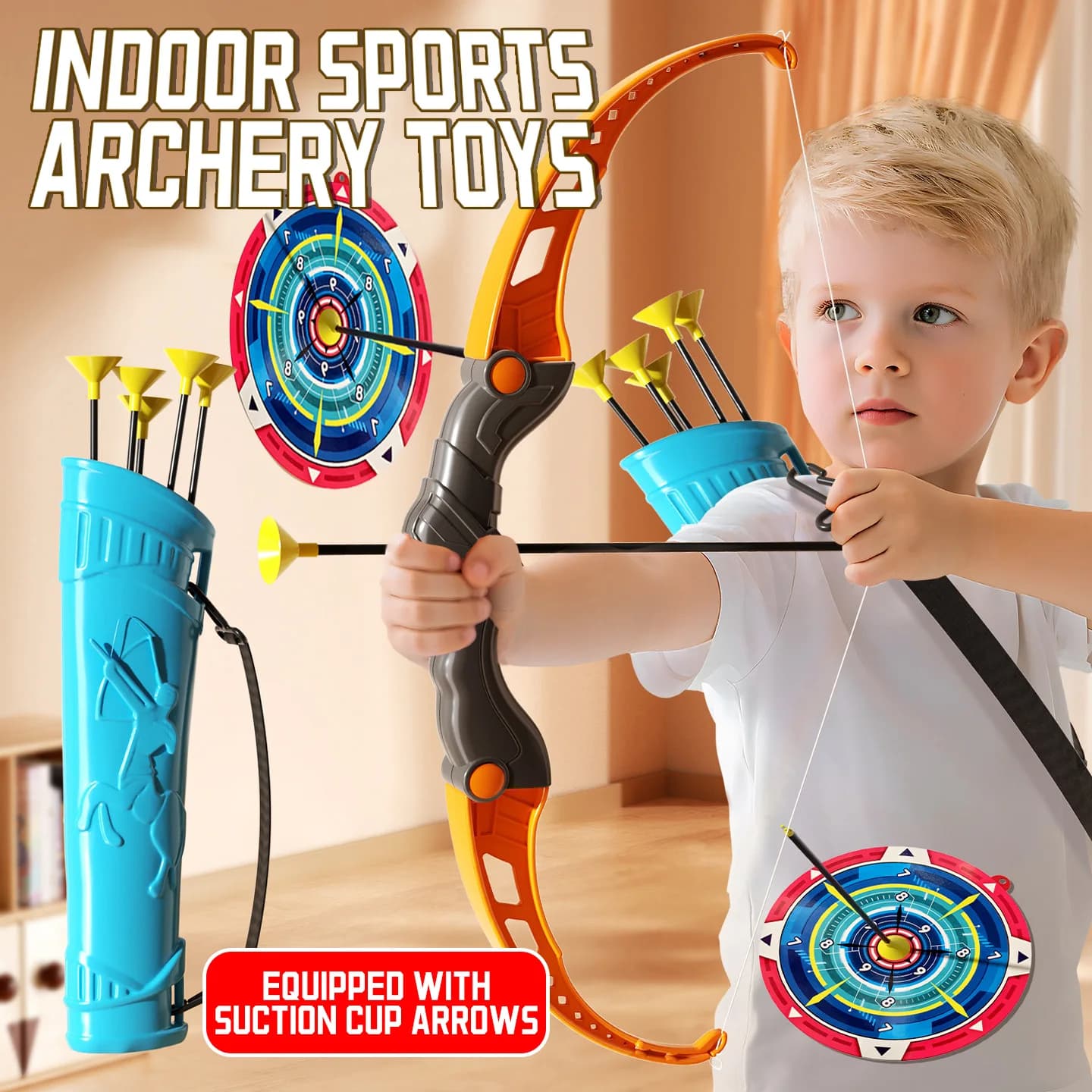 Set di arco e frecce per bambini Set di giocattoli per tiro con l'arco all'aperto per bambini di età compresa tra 4-8 8-12 con frecce a ventosa per bambini Alleviare lo stress per adulti
