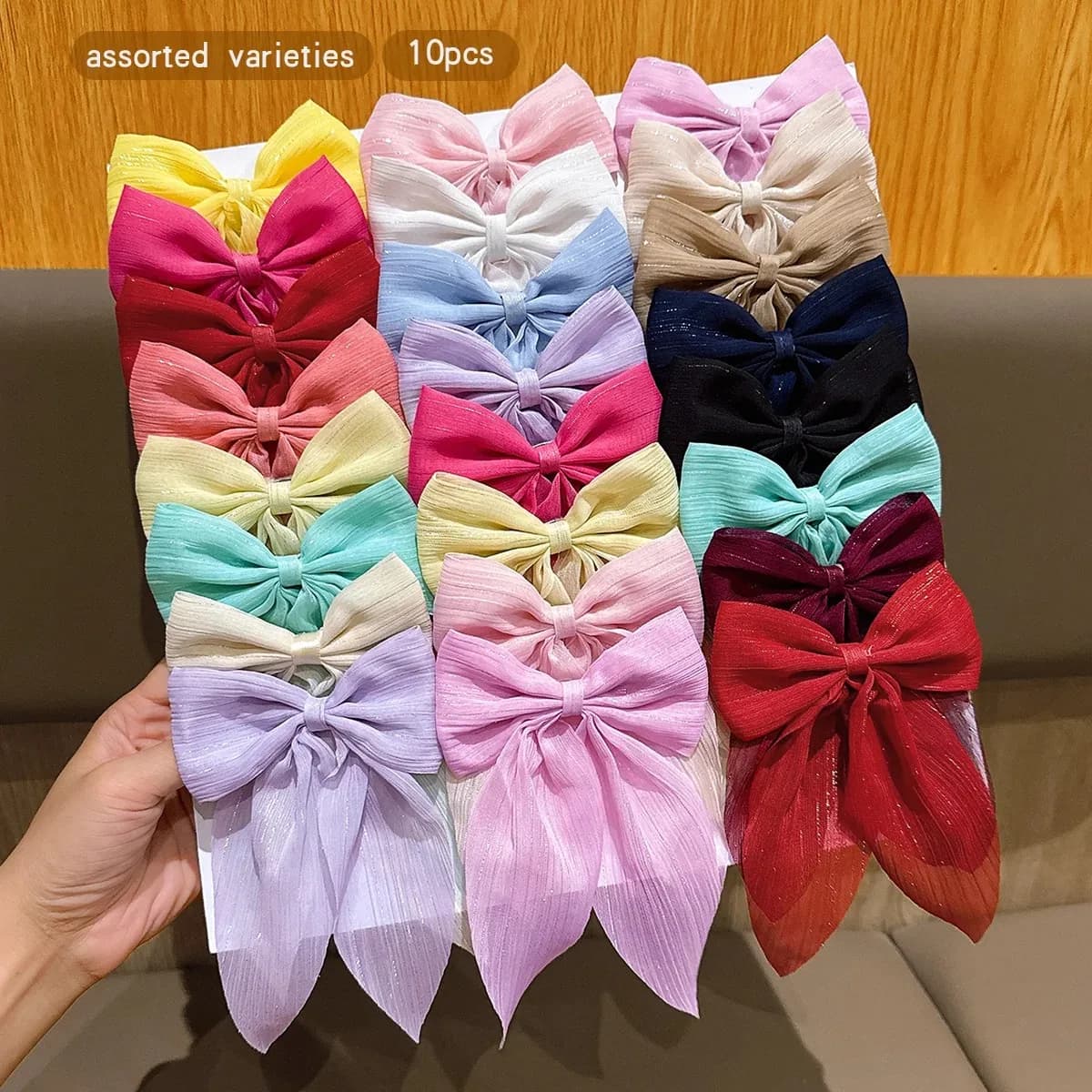 10 colors of random bow hair clips, Elegant, Versatile, Simple, and Casual.for Daily Hairstyles