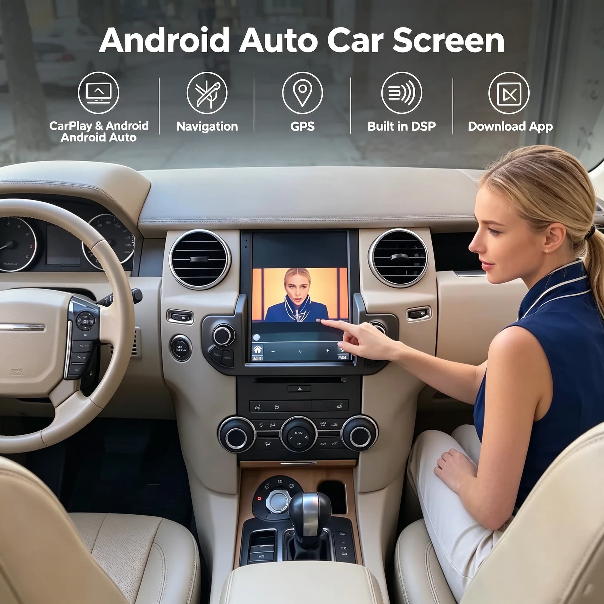 Touch Screen Car Radio Android 14 GPS Navigation Car Stereo With Climate LCD Screen Fit Land Rover Discovery 4 LR4 2009-2016