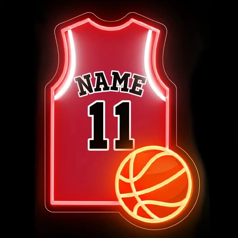 Maglia da basket personalizzata Insegna al neon Luce al neon a LED USB per sala giochi Man Cave Gym Bar Pub Decor Memorabilia sportiva personalizzata