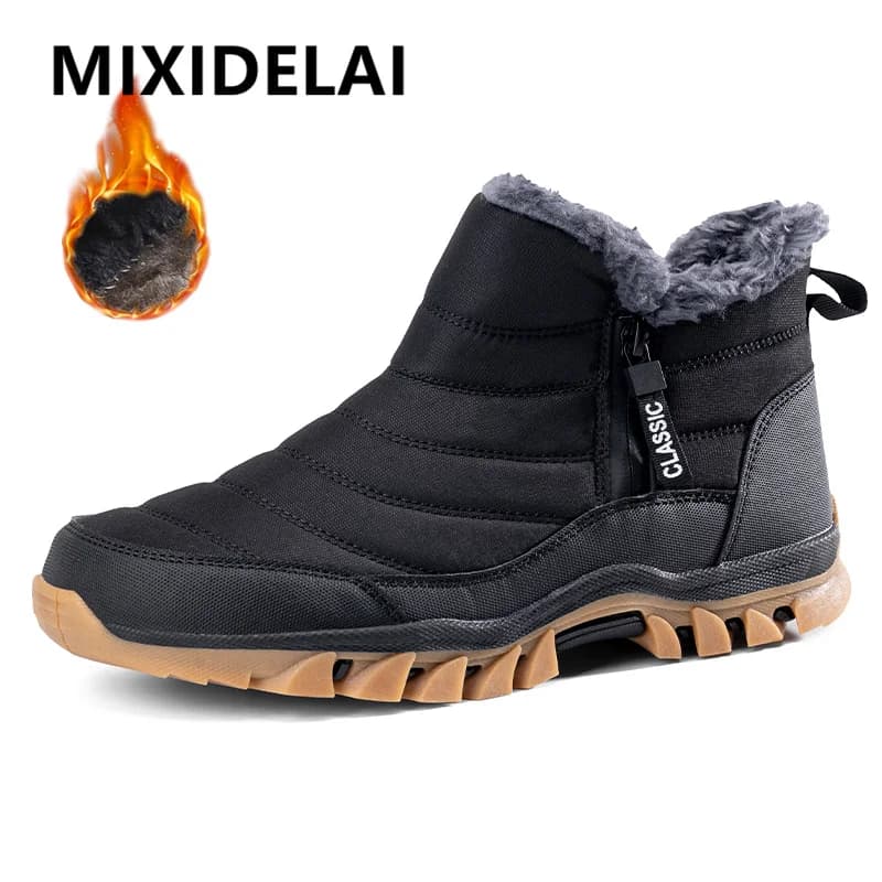 Nuovi stivali da neve invernali da uomo Stivali da trekking da uomo super caldi Stivali da uomo in peluche Sneakers da esterno Stivaletti da lavoro da uomo in gomma antiscivolo