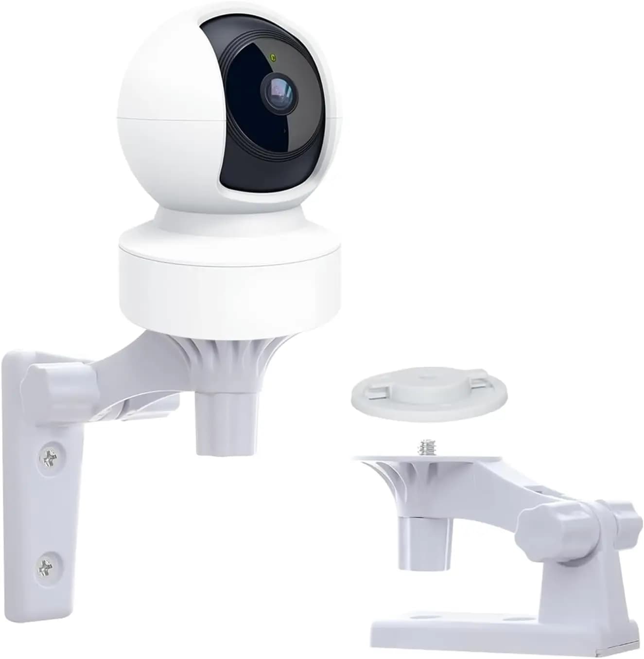 Staffa di montaggio regolabile per telecamere di sicurezza per telecamere Pan/Tilt da interno, 180 ° Rotazione, Facile installazione a parete, Plastica resistente, Bianco