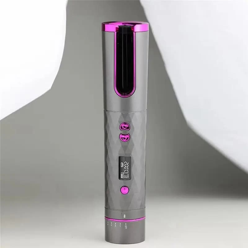 feelfeel USB Fast Hair Curlers Cordless Automatic Hair Curler Iron LCD Display Wireless Ceramic Rotating Curling Tools-Green