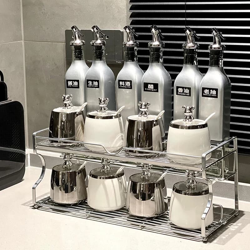 Scatola di condimento di lusso set di combinazioni di bottiglie di olio decorazione della cucina barattolo di condimento in ceramica olio di condimento salsa di sale bottiglia di aceto