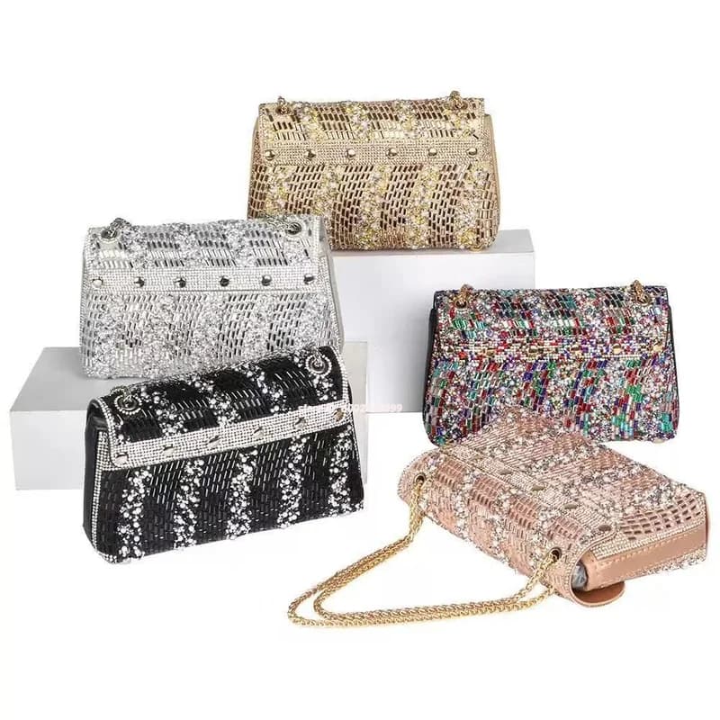 Sparkly Evening Clutch Bag For Women Wedding Party Prom Bridal Shoulder Handbag Luxury Crystal Purse