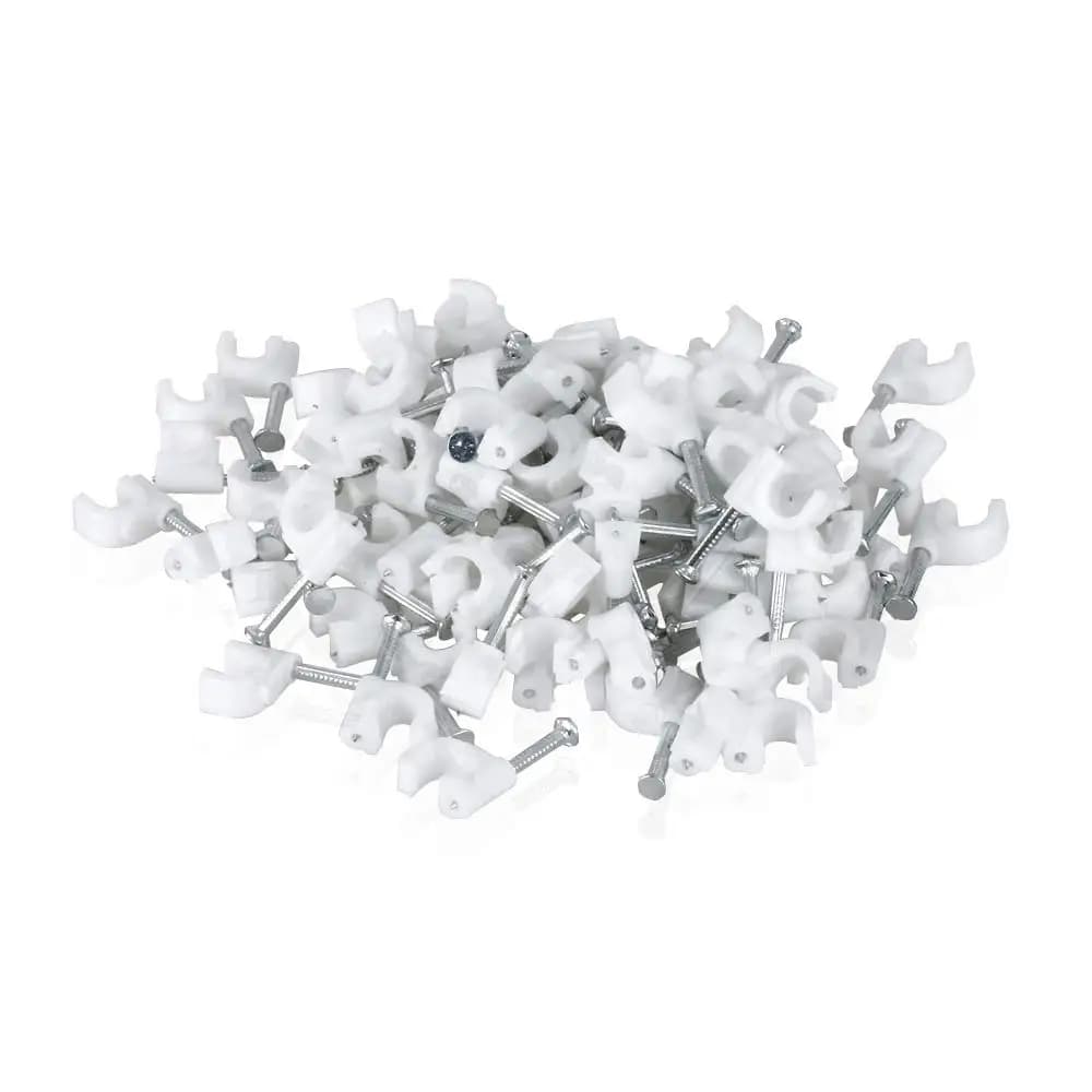 Confezione da 200 fermacavi a chiodo per gestione cavi Ethernet, chiodi per cavi da 7 mm per cavi RG6 Cat6 - Bianco