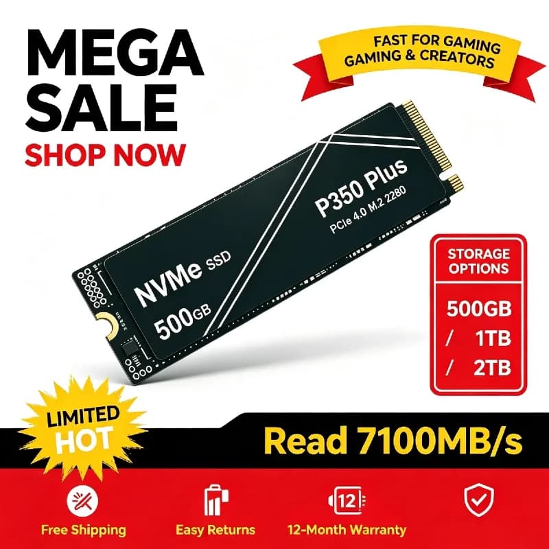 High Speed P350 PLUS 1TB 2TB 4TB Portable NVMe External SSD for Gaming PC Laptop PS5 Storage Pro Max Speed Ultra