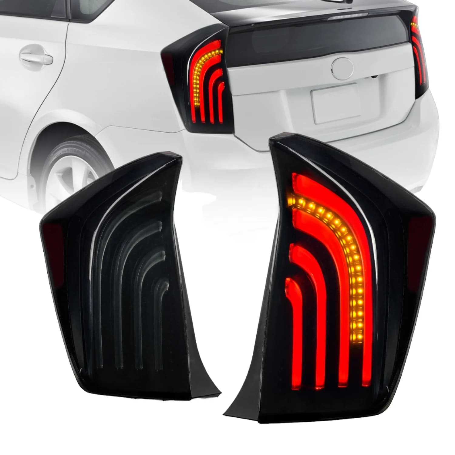 For Toyota Prius 2010-2015 LED Tail Light Assembly, RGB Sequential Turn Signal Dynamic Animation Start-Up