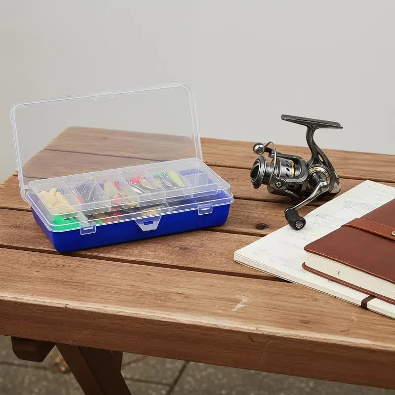 Contenitore per Esche a Doppio Strato, Scatole Porta Attrezzatura da Pesca, Organizzatore Portatile con Scomparti, Accessori per la Pesca, Custodia in Plastica